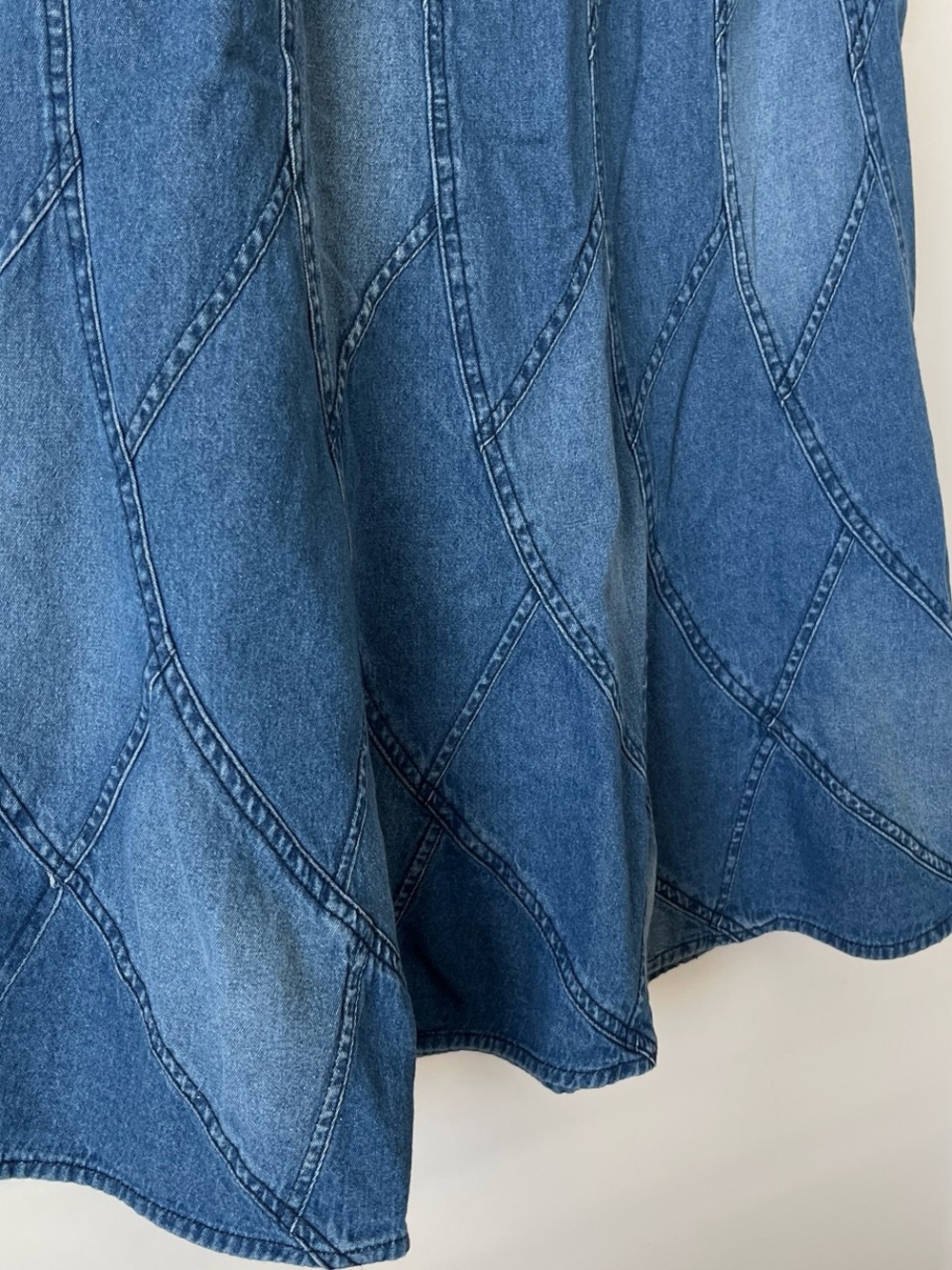 Blue Denim Panel A-Line Skirt - Picture 3 of 6